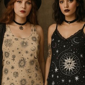 Killstar Celestial Tank Top Set Sun Moon Stars Witchcore Goth Festival Y2K Plus